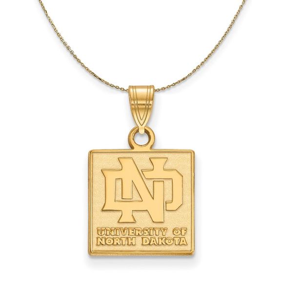 14k Yellow Gold North Dakota Small Logo Necklace - 24 Inch